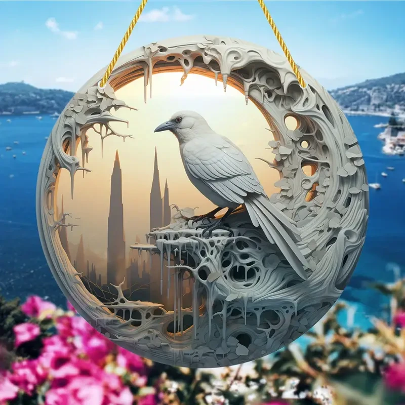 Elegante atrapasol de cuervo blanco