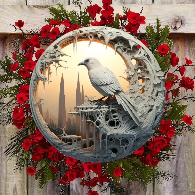 Elegante atrapasol de cuervo blanco