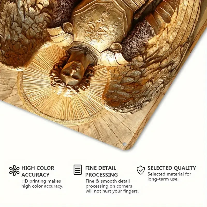 Arte de pared de aluminio del Arcángel Miguel Dorado