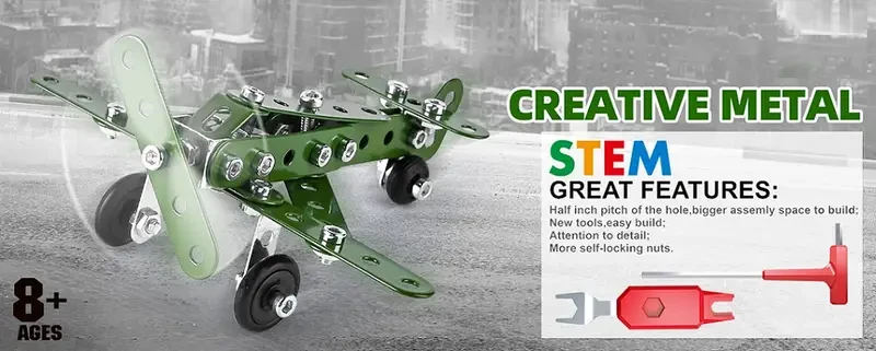 166 piezas de construcción de metal de la serie militar, juguetes de ensamblaje para niños, set de construcción de vehículos militares, regalo de vapor para maqueta militar (sin motor), regalo de Halloween, Acción de Gracias y Navidad.