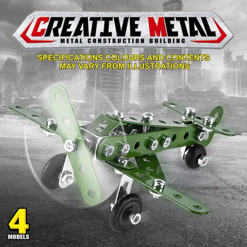 166 piezas de construcción de metal de la serie militar, juguetes de ensamblaje para niños, set de construcción de vehículos militares, regalo de vapor para maqueta militar (sin motor), regalo de Halloween, Acción de Gracias y Navidad.