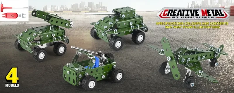 166 piezas de construcción de metal de la serie militar, juguetes de ensamblaje para niños, set de construcción de vehículos militares, regalo de vapor para maqueta militar (sin motor), regalo de Halloween, Acción de Gracias y Navidad.