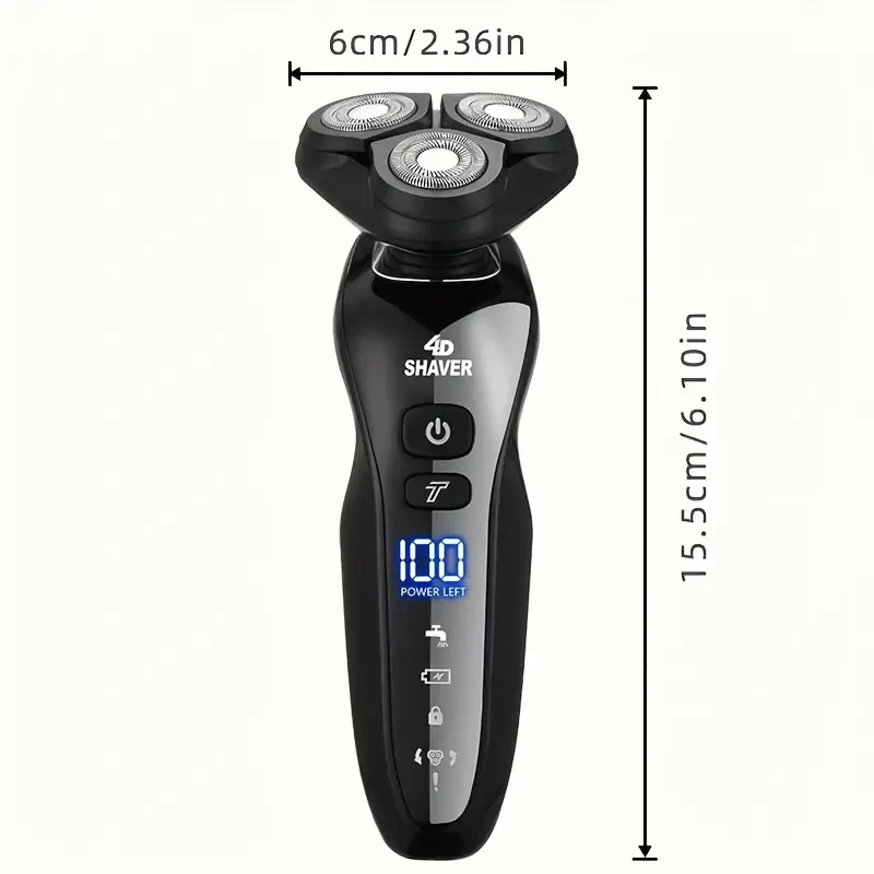 Maquinilla de afeitar eléctrica para hombre, uso en seco y húmedo, afeitadora eléctrica 3D, máquina de afeitar rotativa recargable por USB, regalos para hombres
