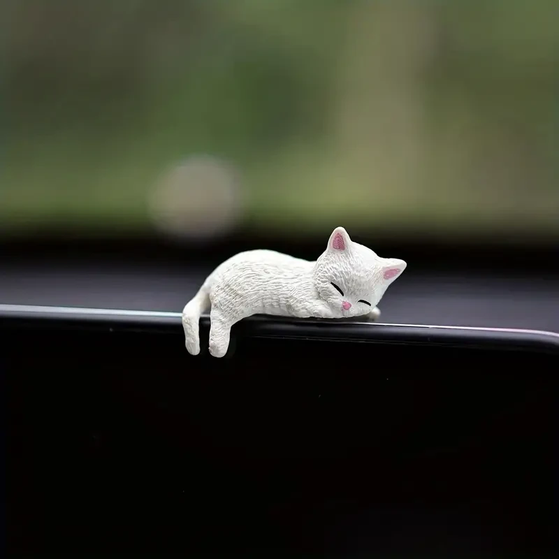 Juego de 4 adorables adornos para salpicadero de coche con forma de gato de dibujos animados