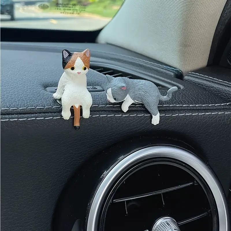 Juego de 4 adorables adornos para salpicadero de coche con forma de gato de dibujos animados
