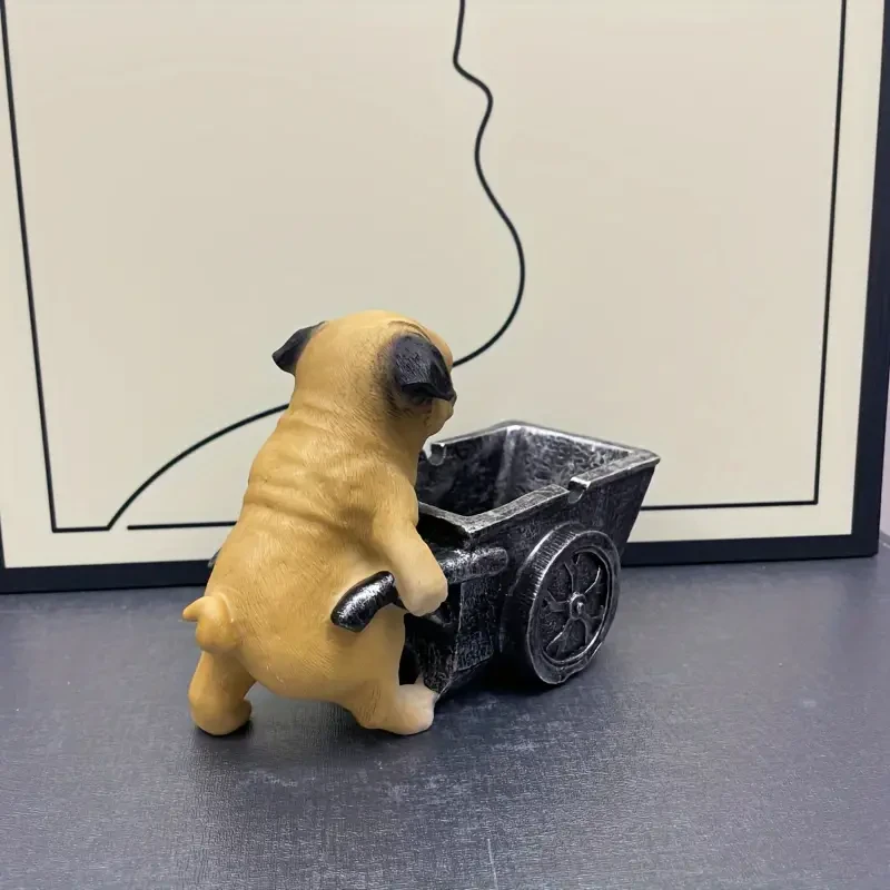 Cenicero creativo de resina con forma de perro carlino