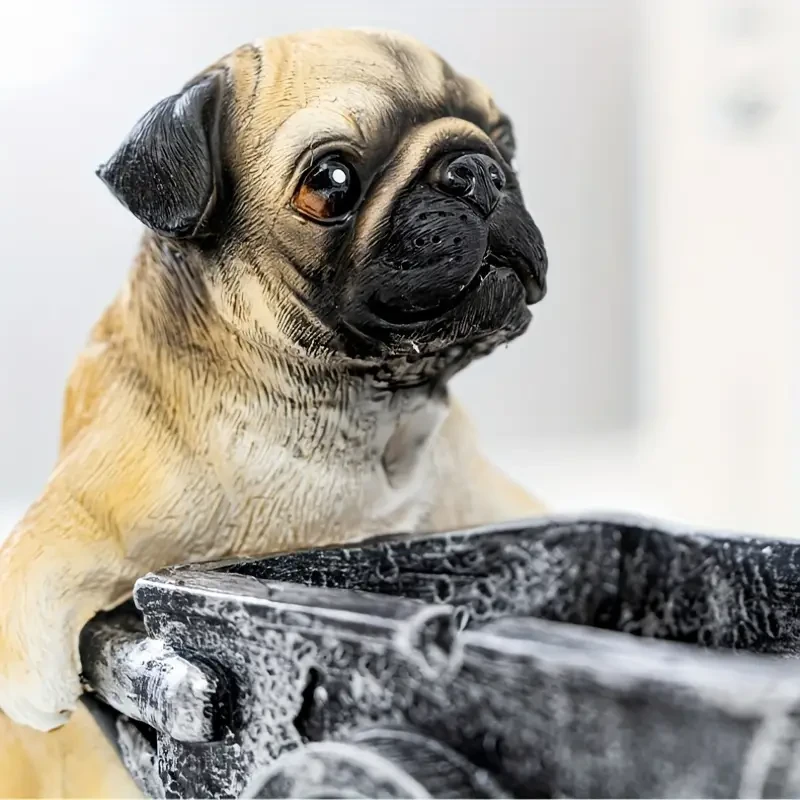 Cenicero creativo de resina con forma de perro carlino