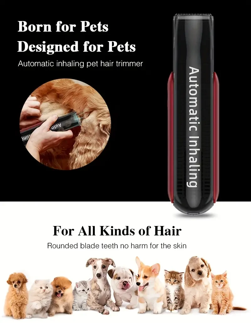 Aspiradora para pelo de mascotas Createdog - Recortadora de pelo para perros y gatos recargable por USB, silenciosa, con función de succión para pelaje corto y grueso