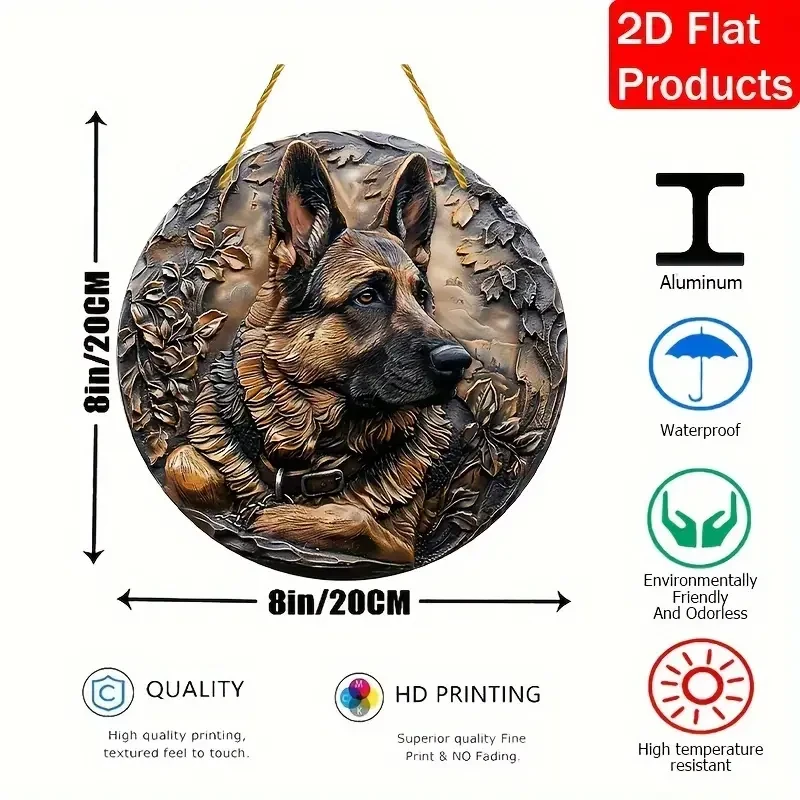 Letrero decorativo de aluminio metálico de pastor alemán contemporáneo
