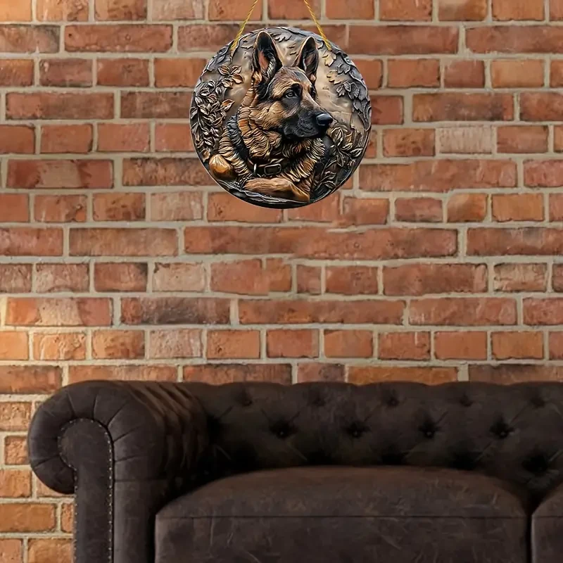 Letrero decorativo de aluminio metálico de pastor alemán contemporáneo