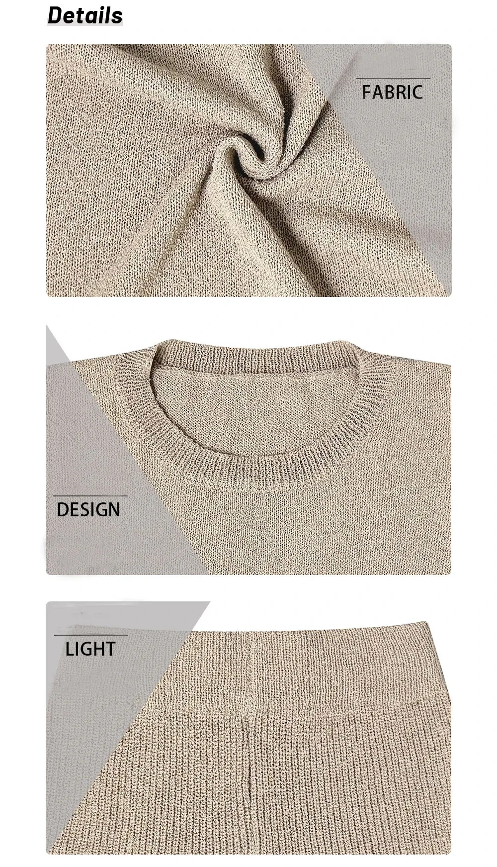 Conjunto de dos piezas de punto para mujer: top y pantalones cortos de verano