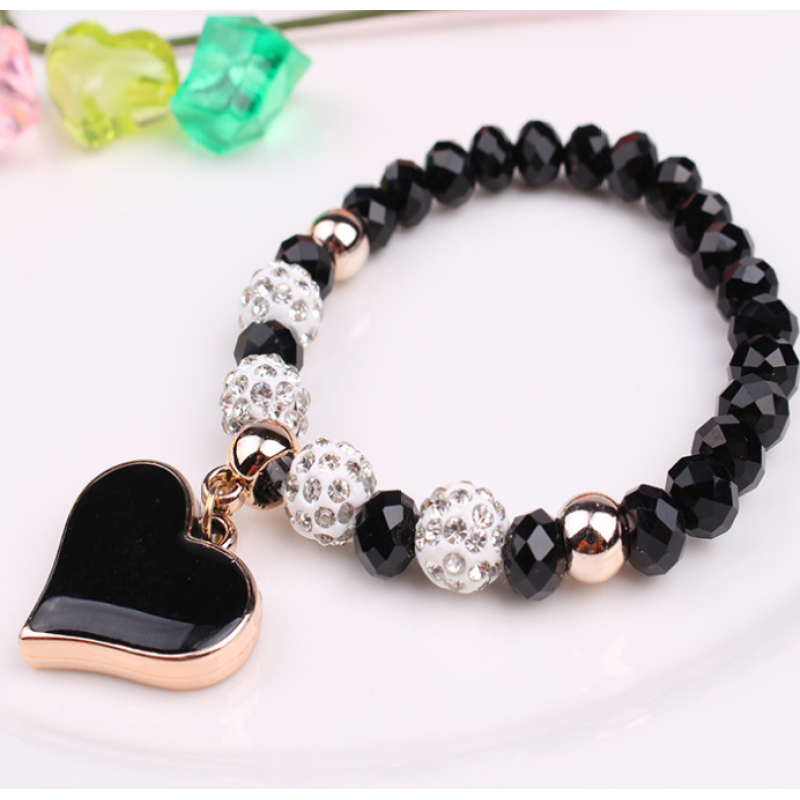 Pulsera elástica de corazón de cristal