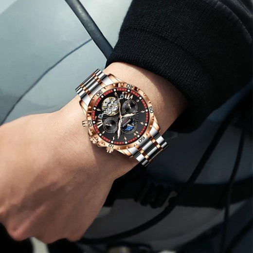 Reloj mecánico luminoso, totalmente automático y resistente al agua.