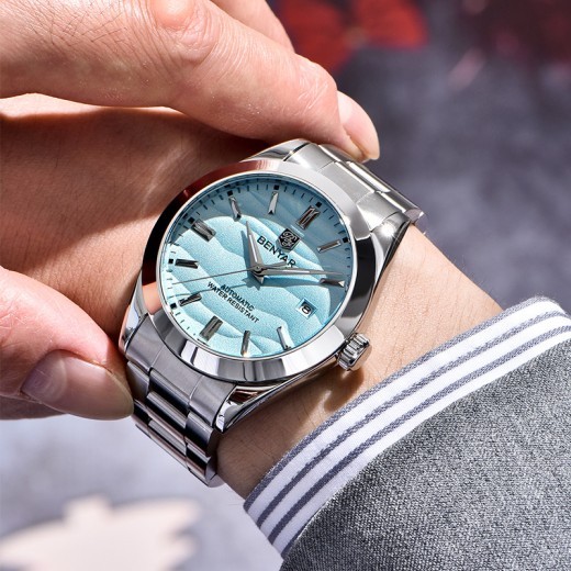 Nuevo reloj mecánico luminoso con calendario de moda simple para hombre