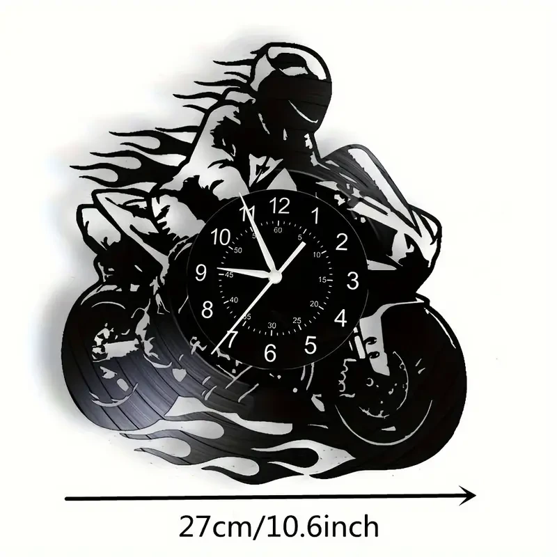 Reloj de pared de vinilo con temática de motocicleta: decoración silenciosa y elegante
