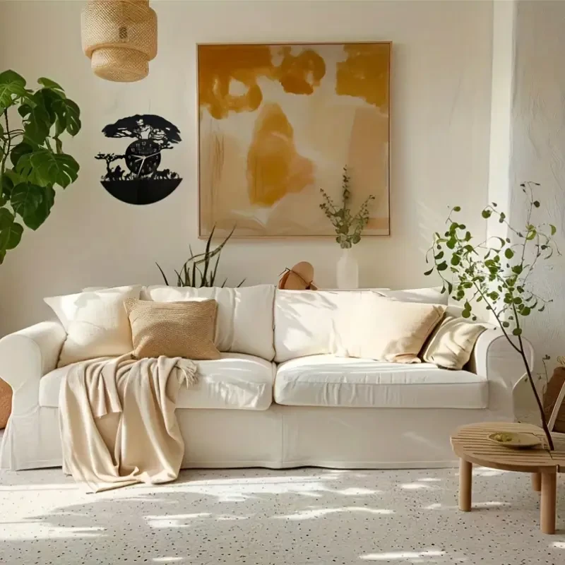 Reloj de pared de vinilo con silueta de animal y luz de fondo brillante