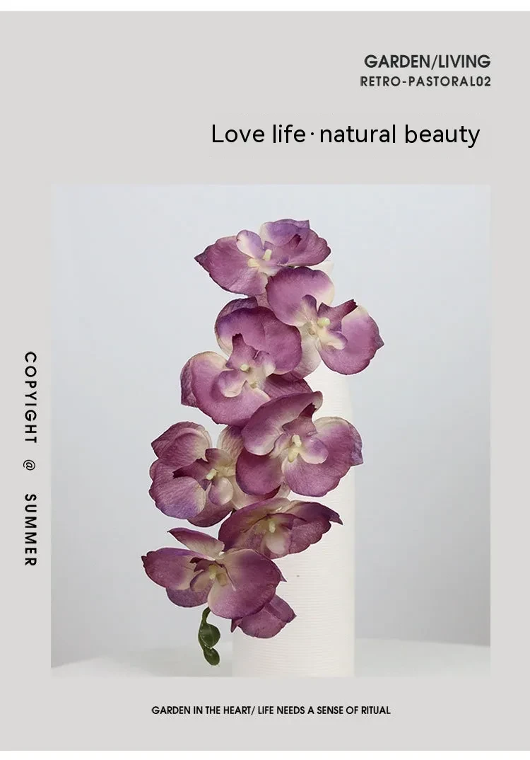 Orquídea mariposa otoñal de 8 cabezas, flor artificial, diseño para ceremonia de boda en hotel