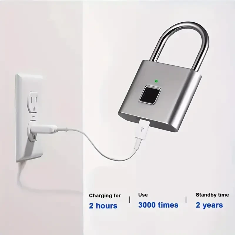 Mini candado inteligente con huella dactilar - Recargable por USB y resistente al agua