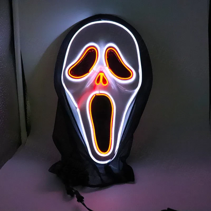 Máscara de Halloween con calavera aterradora y LED brillante y gritadora