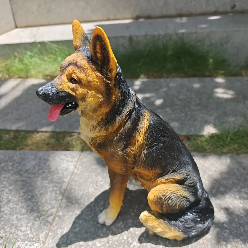 Estatua de resina de pastor alemán para exhibición en interiores o decoración de jardín al aire libre