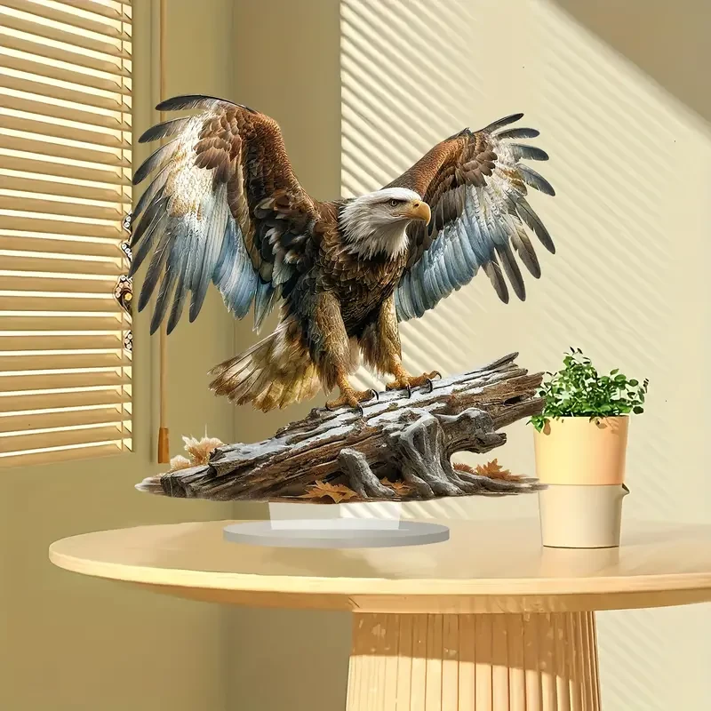 Decoración de escritorio acrílica con alas de águila majestuosas