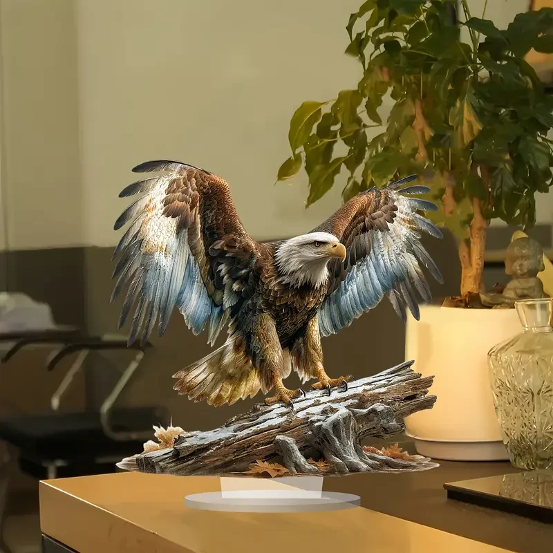 Decoración de escritorio acrílica con alas de águila majestuosas