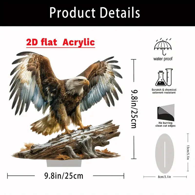 Decoración de escritorio acrílica con alas de águila majestuosas