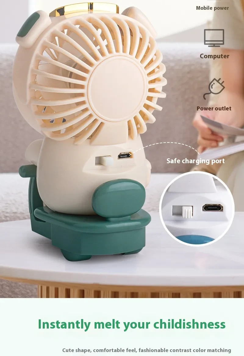 Mini ventilador de dibujos animados con carga USB