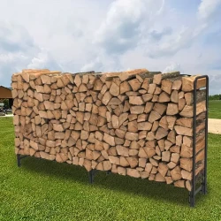 Leñero de metal resistente de hierro forjado para chimenea