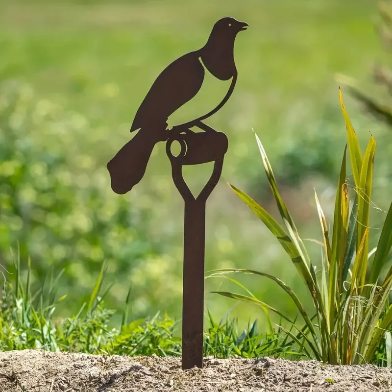 Encantadoras 3 estacas de metal para jardín con forma de familia de pájaros, para decoración de patio y césped al aire libre