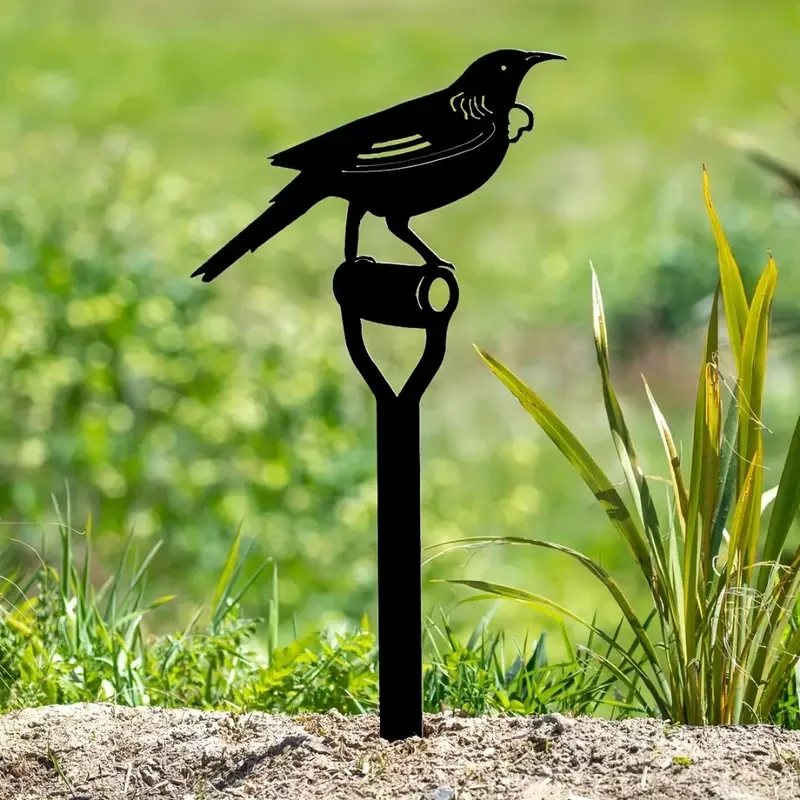Encantadoras 3 estacas de metal para jardín con forma de familia de pájaros, para decoración de patio y césped al aire libre