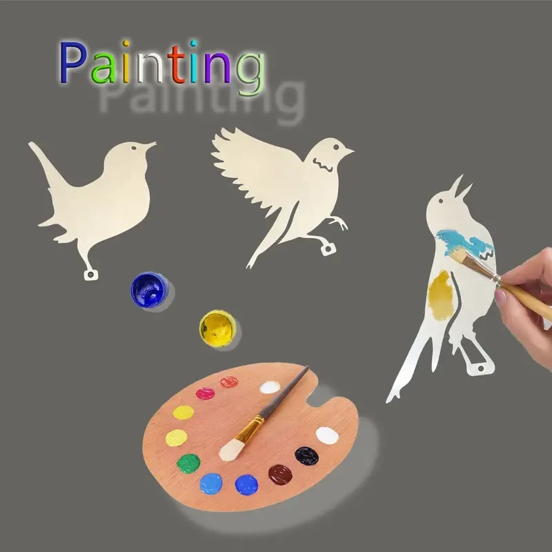 Juego de 5 pájaros de metal oxidado para decoración de jardín y patio al aire libre