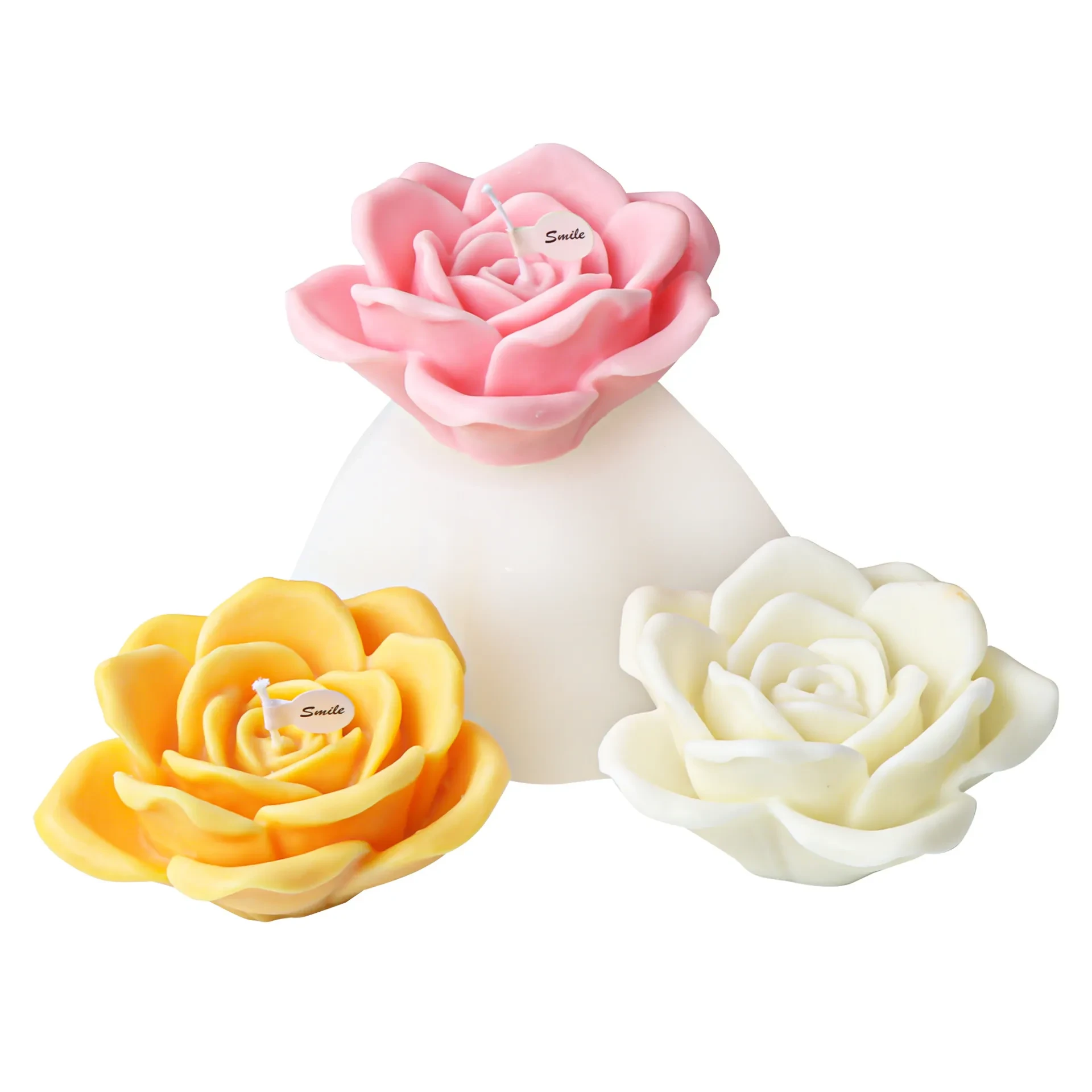 Molde de silicona para velas con forma de peonía floreciente, para aromaterapia, decoración de yeso
