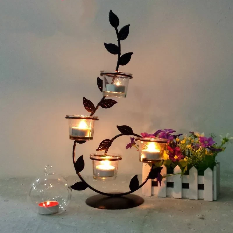 Candelabro de hierro para San Valentín, romántico, creativo, accesorios para el hogar, cena a la luz de las velas