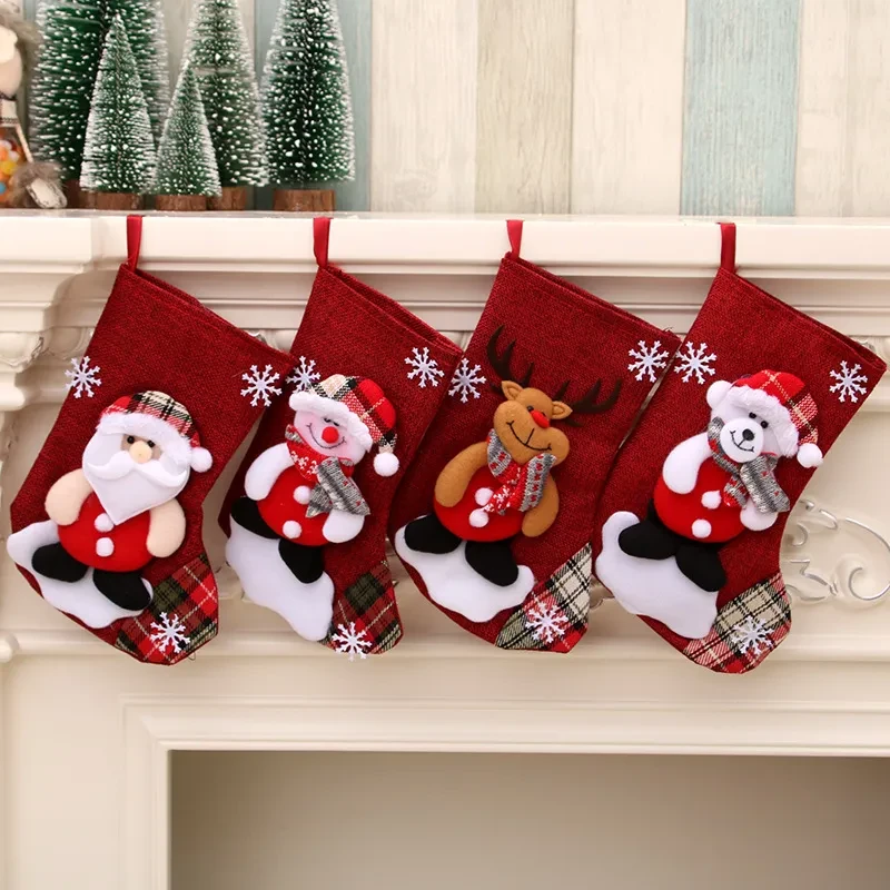 Bolsa de regalo navideña con calcetines colgantes