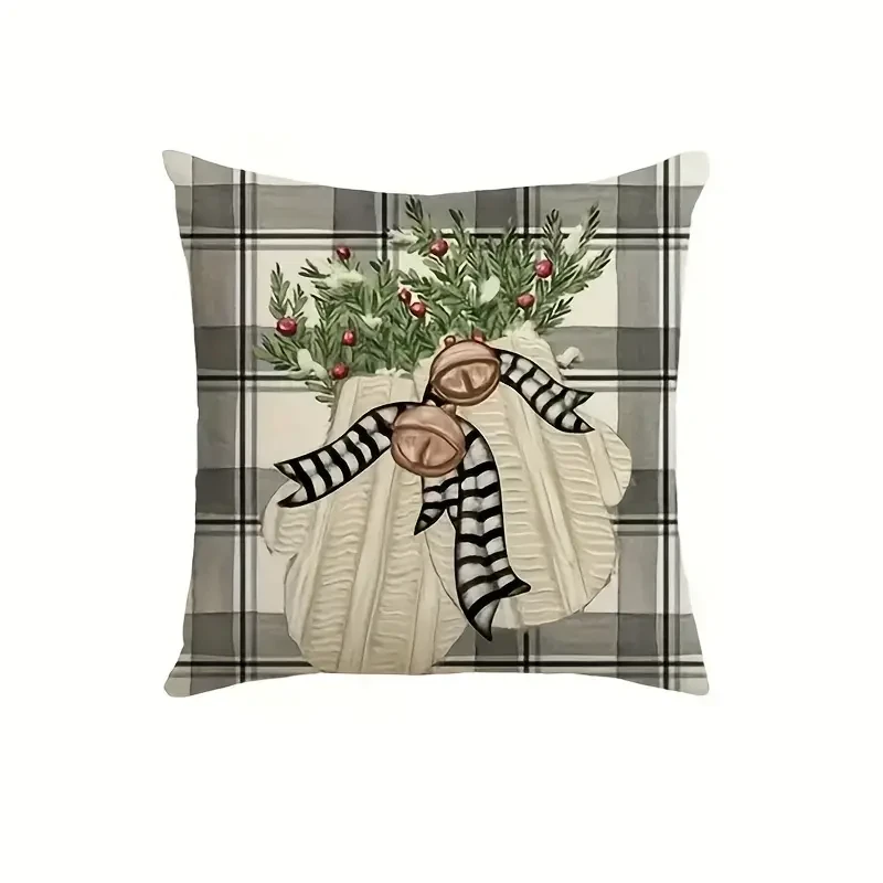 Funda de almohada navideña de invierno con estampado de alce y nieve, ideal para decoración de sofá y dormitorio, 45,72 x 45,72 cm, 4 piezas