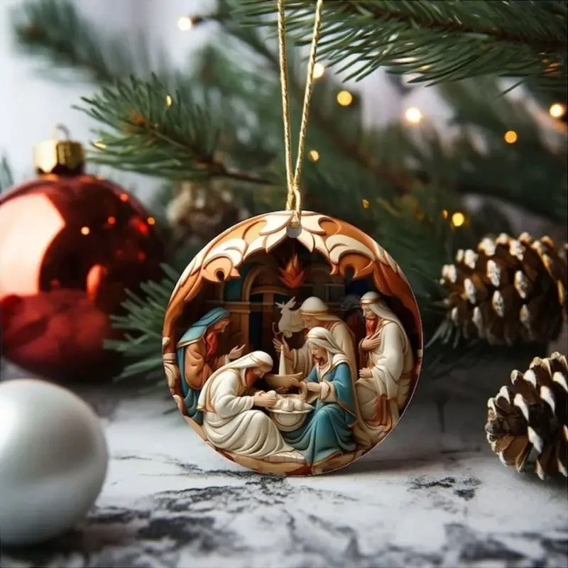 Juego de 12 adornos de madera para belén: decoraciones bíblicas con efecto 3D para el hogar, cumpleaños y fiestas.