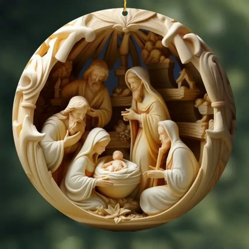 Juego de 12 adornos de madera para belén: decoraciones bíblicas con efecto 3D para el hogar, cumpleaños y fiestas.