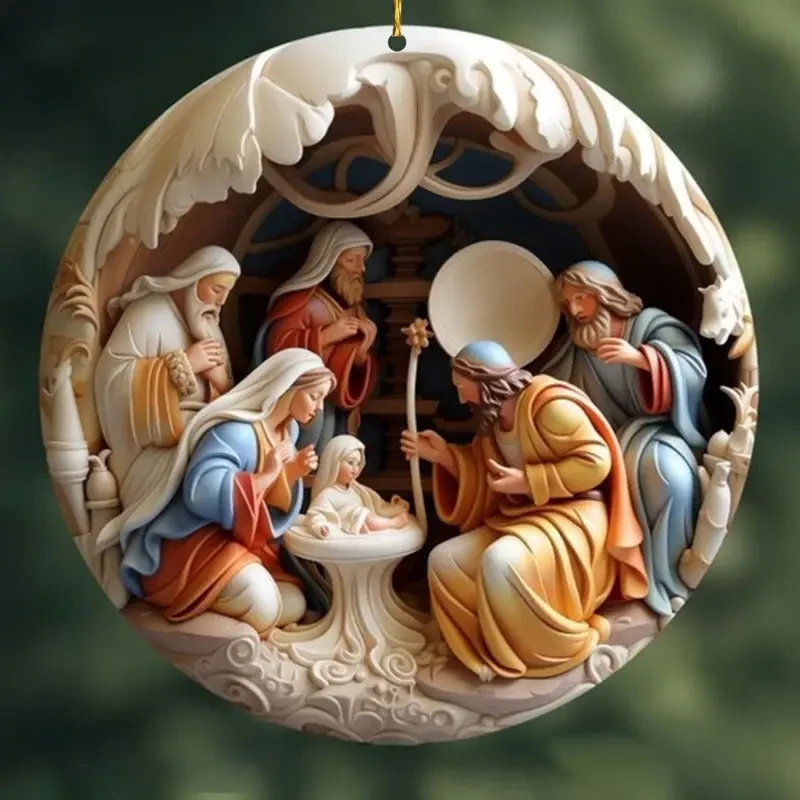 Juego de 12 adornos de madera para belén: decoraciones bíblicas con efecto 3D para el hogar, cumpleaños y fiestas.