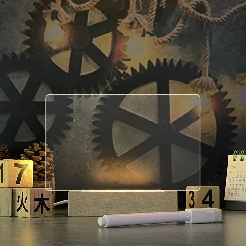 Tablero de notas creativo, luz LED nocturna creativa, tablero de mensajes USB, luz navideña con bolígrafo, regalo para niños, novia, decoración, lámpara de noche