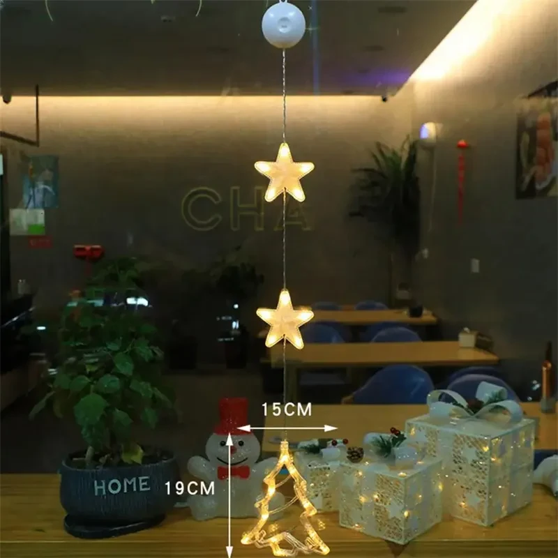 3 luces LED navideñas con forma de estrella para colgar en el árbol de Navidad, adornos para ventanas, decoración para el hogar, Navidad, Año Nuevo, decoración navideña.
