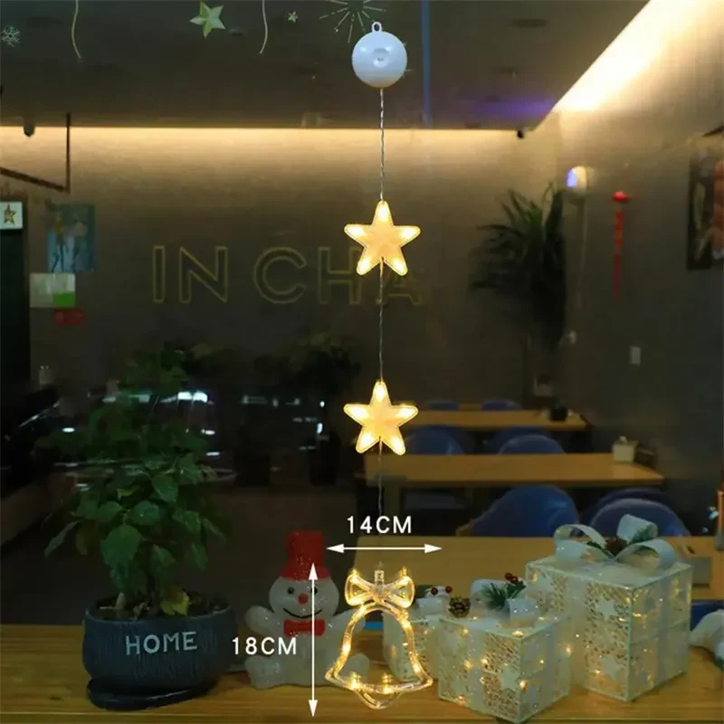 3 luces LED navideñas con forma de estrella para colgar en el árbol de Navidad, adornos para ventanas, decoración para el hogar, Navidad, Año Nuevo, decoración navideña.