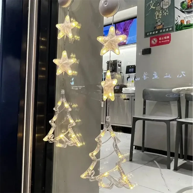 3 luces LED navideñas con forma de estrella para colgar en el árbol de Navidad, adornos para ventanas, decoración para el hogar, Navidad, Año Nuevo, decoración navideña.