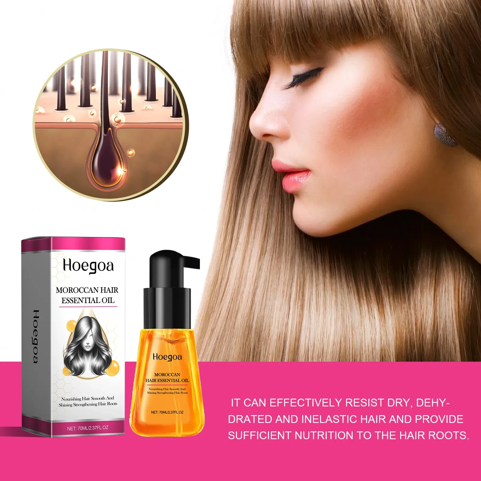 Aceite esencial hidratante y reparador para cabello seco y encrespado.