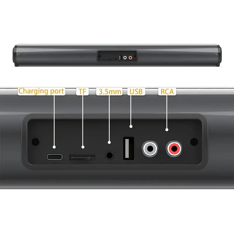 Barra de sonido inalámbrica para TV de 20 W con subwoofer de graves profundos y sonido envolvente mejorado