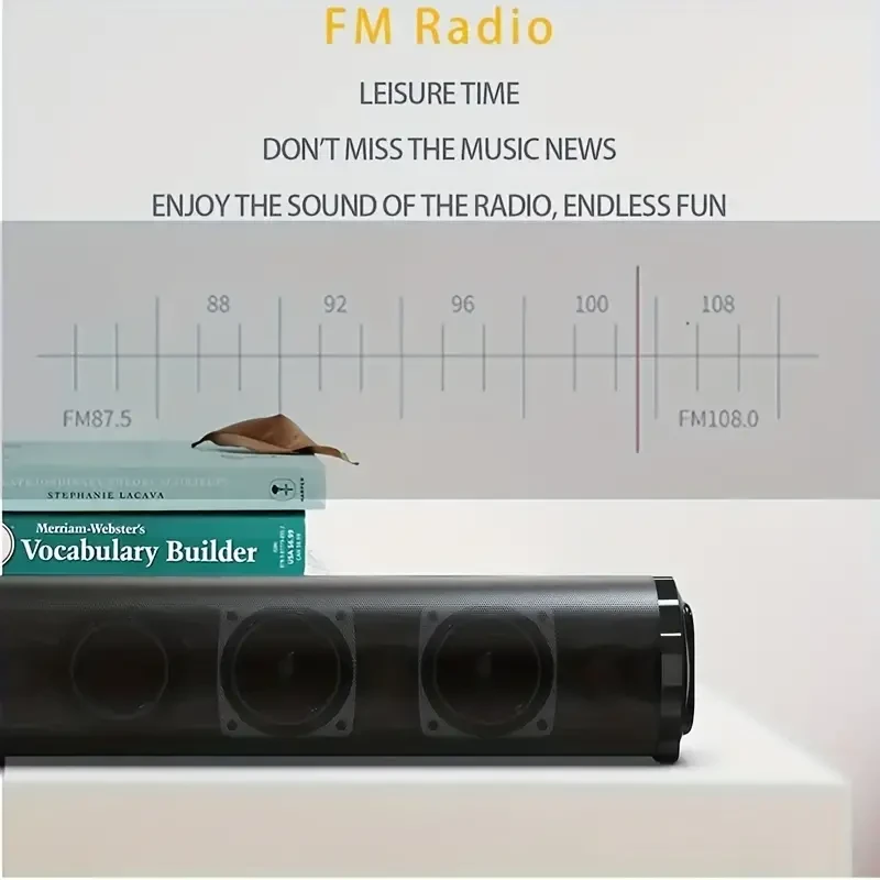 Barra de sonido inalámbrica para TV de 20 W con subwoofer de graves profundos y sonido envolvente mejorado
