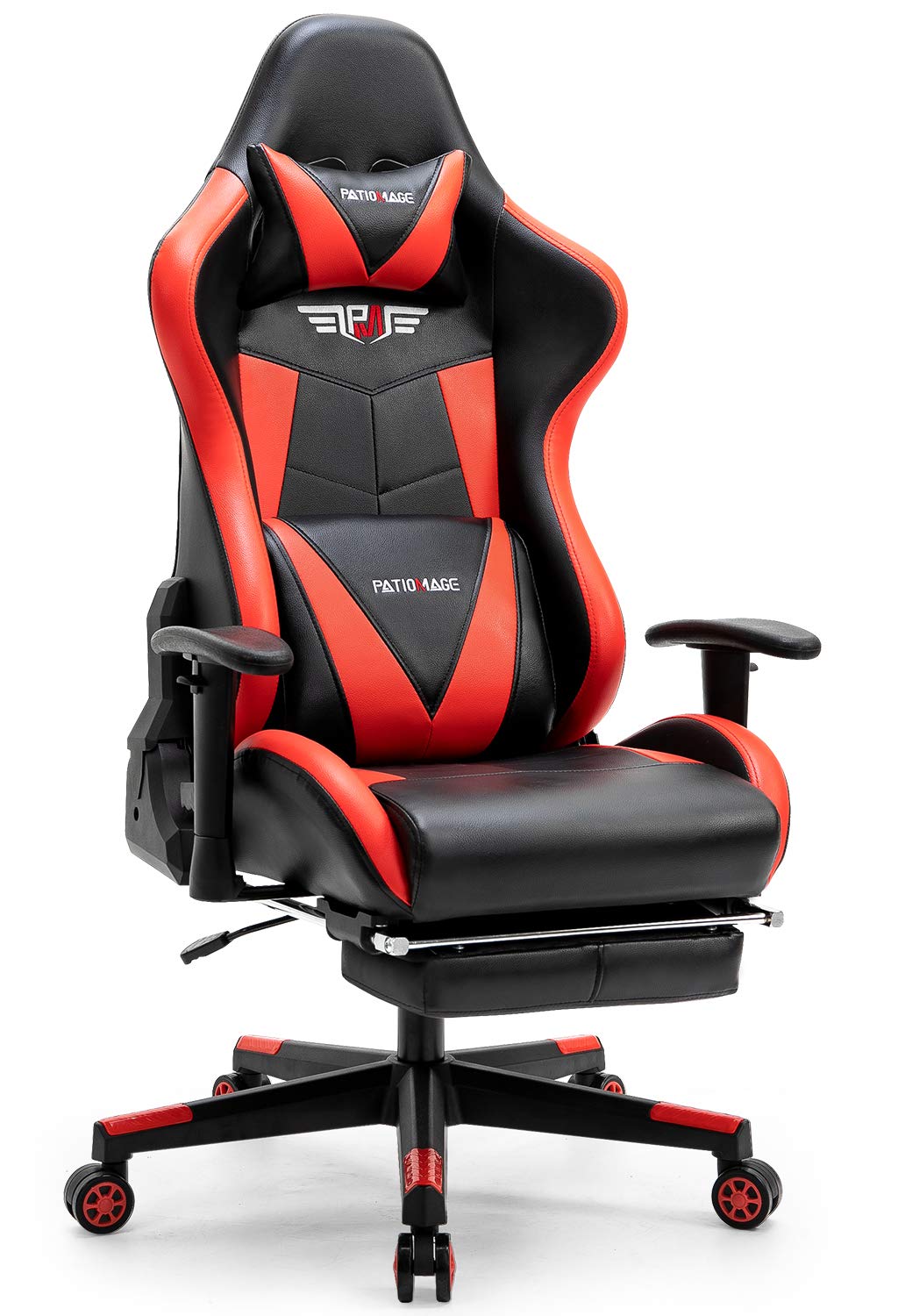 Silla ergonómica de carreras para gamers con reposacabezas y soporte lumbar