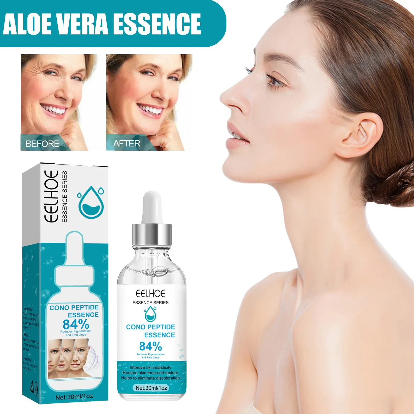 Cono de luz de agua con péptido antiarrugas
