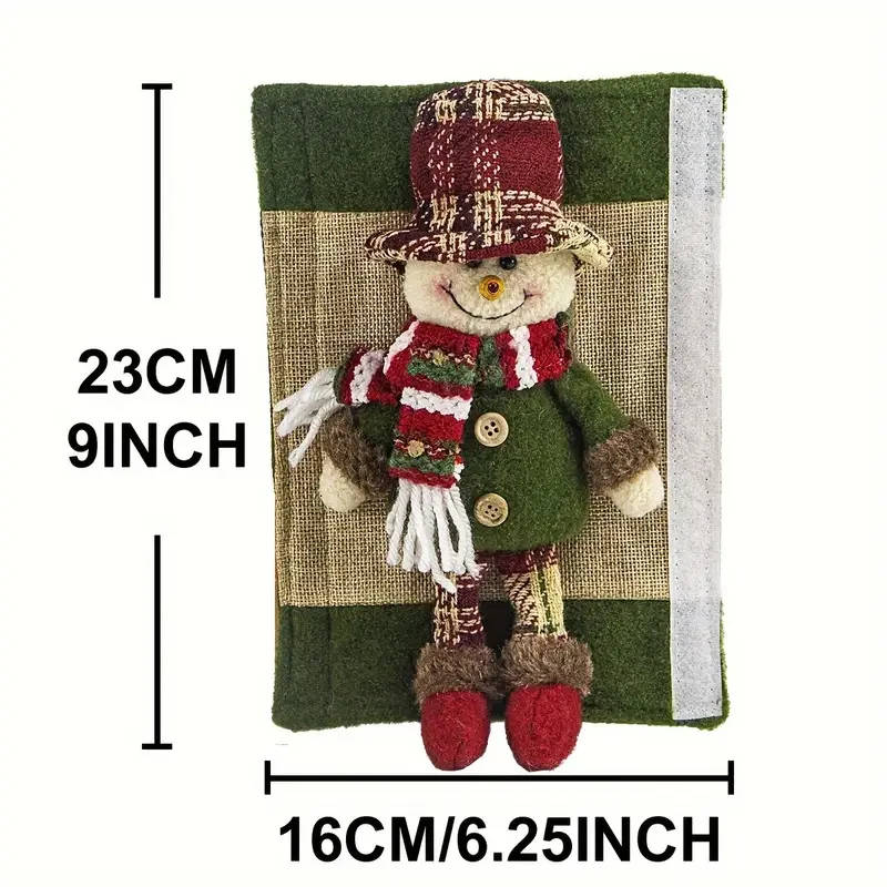 Paquete de 2 fundas navideñas para manijas de puerta de refrigerador, de tela a cuadros vintage con diseño de Papá Noel y muñeco de nieve, de poliéster, no eléctricas, para refrigerador, microondas y lavavajillas - Suministros universales para fiestas de 