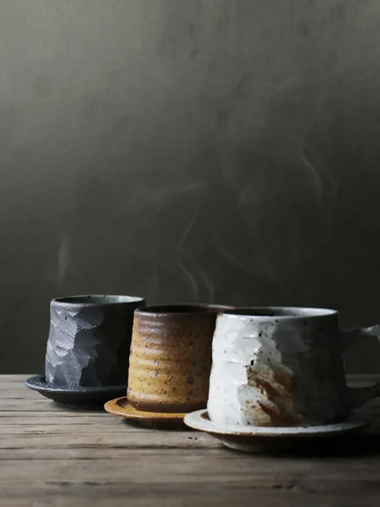 Juego de platillos para taza de café japonesa, estilo retro europeo de lujo.